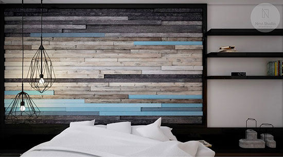 تزیین دیوار اتاق خواب با این تیغه های چوبی
