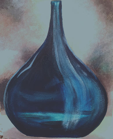 آموزش نقاشی گلدان شیشه ای با رنگ اکریلیک