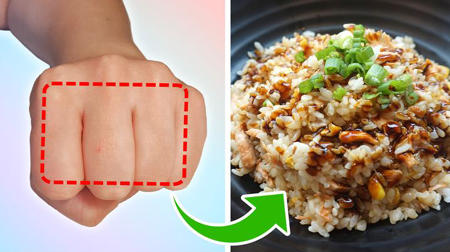 مقدار غذای خود را با دست هایتان اندازه گیری کنید